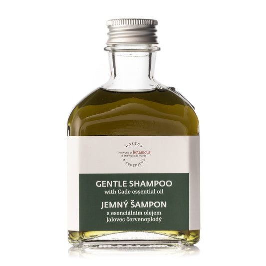 Gentle Shampoo for Damaged Hair and Dandruff with Cade (Red Juniper) Essential Oil (Sulfate-Free) in traditional glass bottle (195ml)